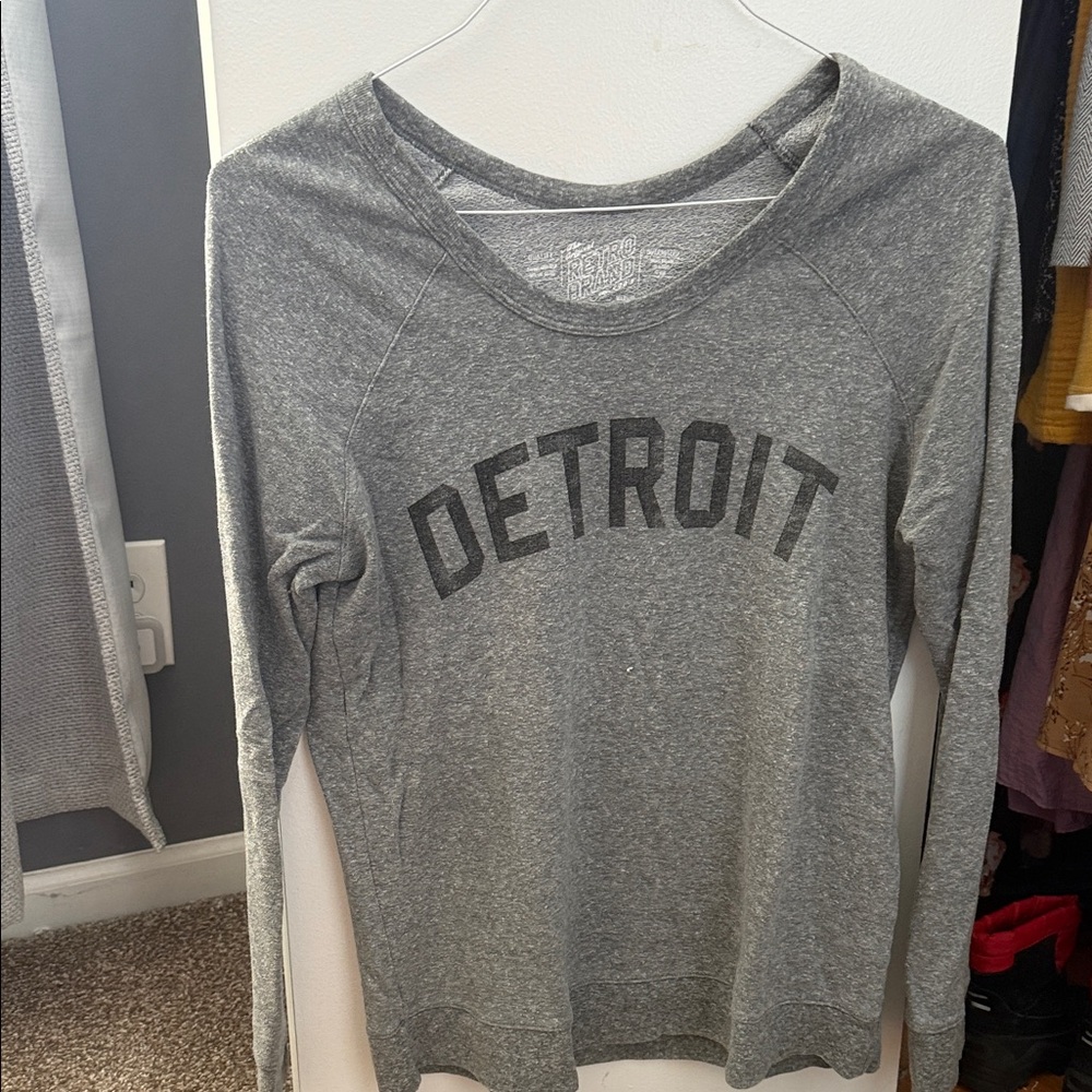 Original Retro Brand Gray Detroit Long Sleeve Tee